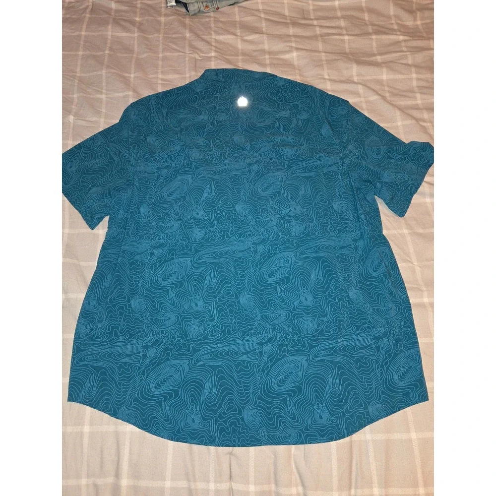 Alaskan Hardgear Duluth Mens L Chilkat River Snap Shirt Blue Topographic Map - Picture 4 of 6